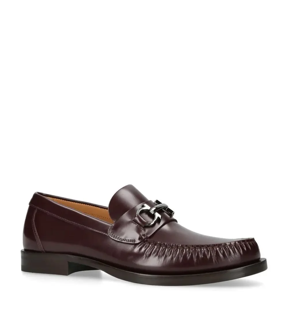 NIB Salvatore Ferragamo ‘Fort’ Burgundy Gancini Logo Loafers Size 11.5EE $995.00